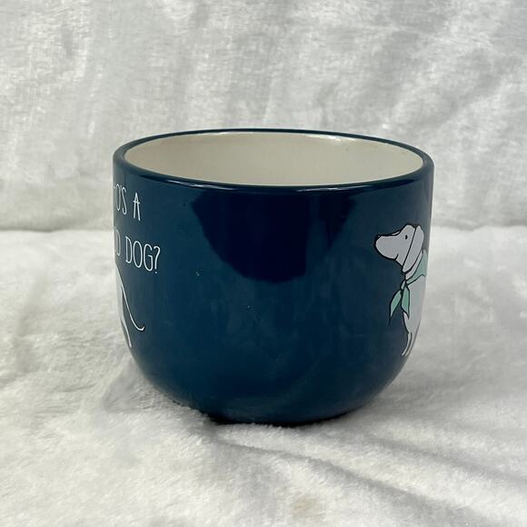 Who's A Good Dog Blue Ceramic Mug White Dachshund Dog Bandana Microwave Safe - Picture 2 of 9